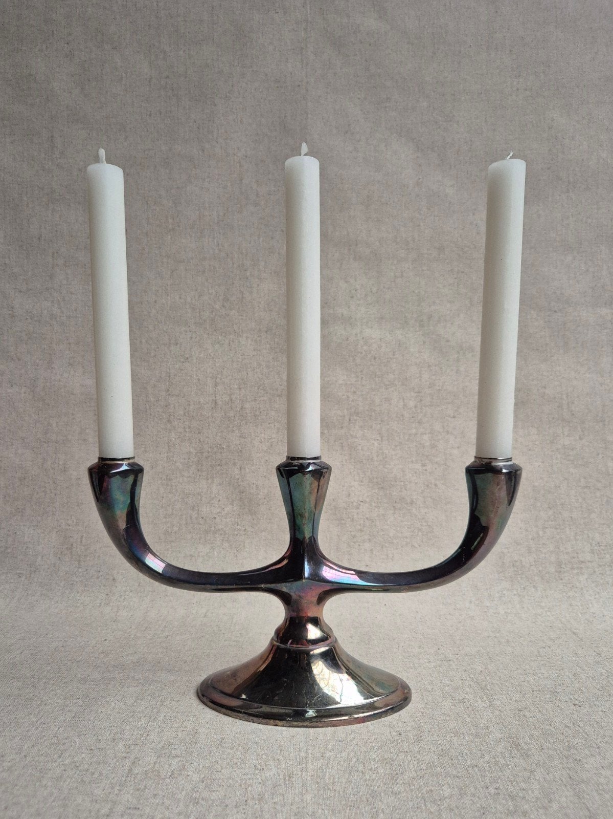 Verzilverde art deco kandelaar, Antiek en Kunst, Antiek | Kandelaars, Ophalen of Verzenden, Zilver