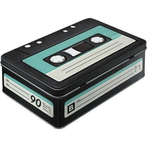 Retro Casette voorraadblik flatbox blik deco, Verzamelen, Blikken, Ophalen of Verzenden, Nieuw, Overige