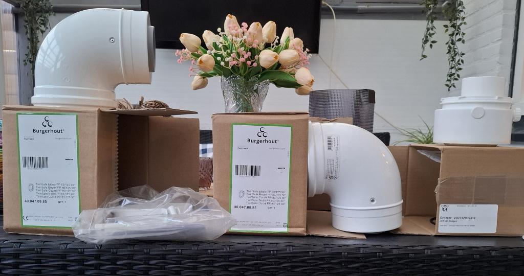 rookgasafvoer adapter + bochten 80/125 CV ketel intergas, Ophalen, Nieuw, Afzuiger