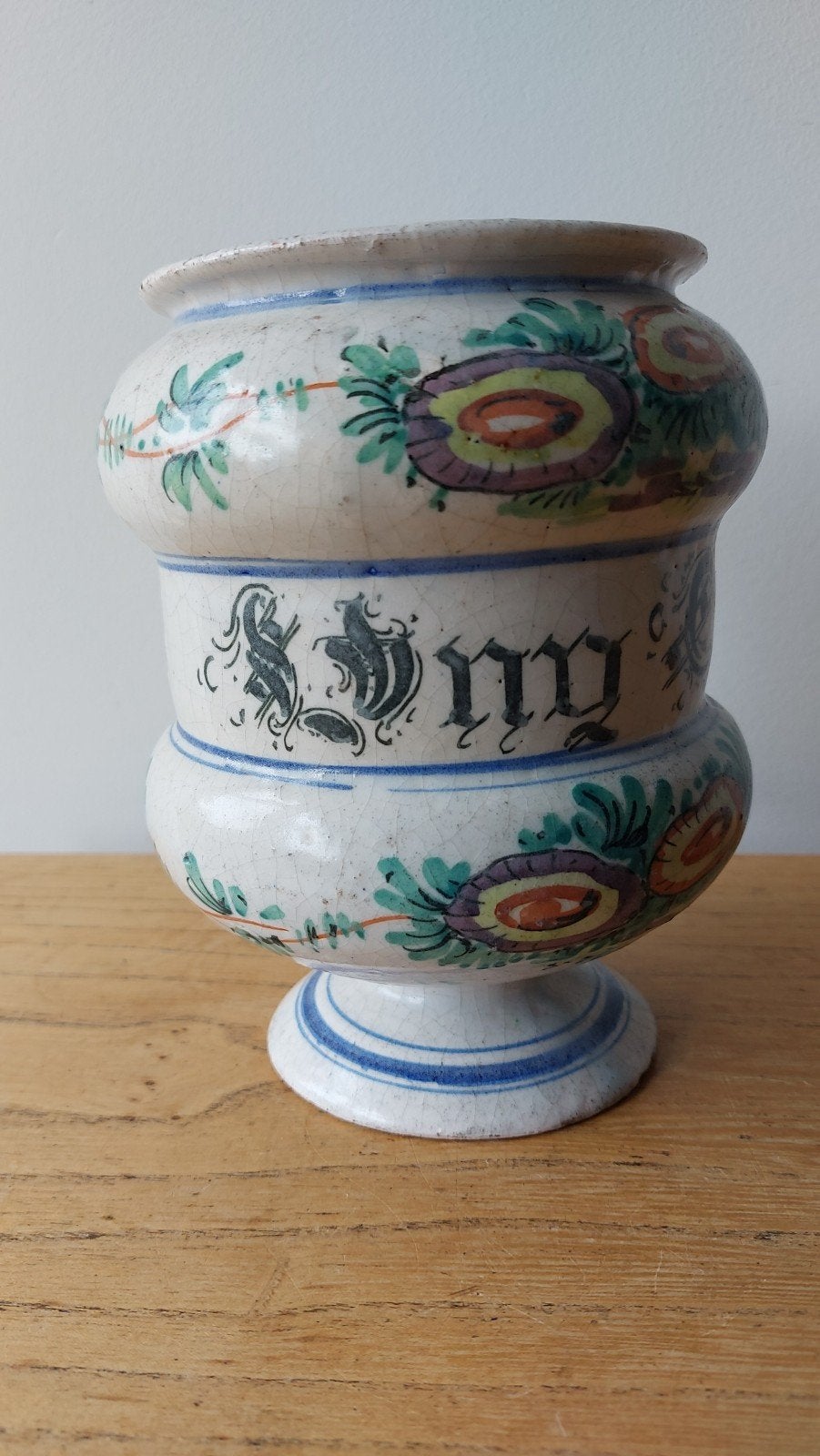 Albarello apothekerspot antiek 18e eeuw, Antiek en Kunst, Antiek | Keramiek en Aardewerk, Ophalen of Verzenden