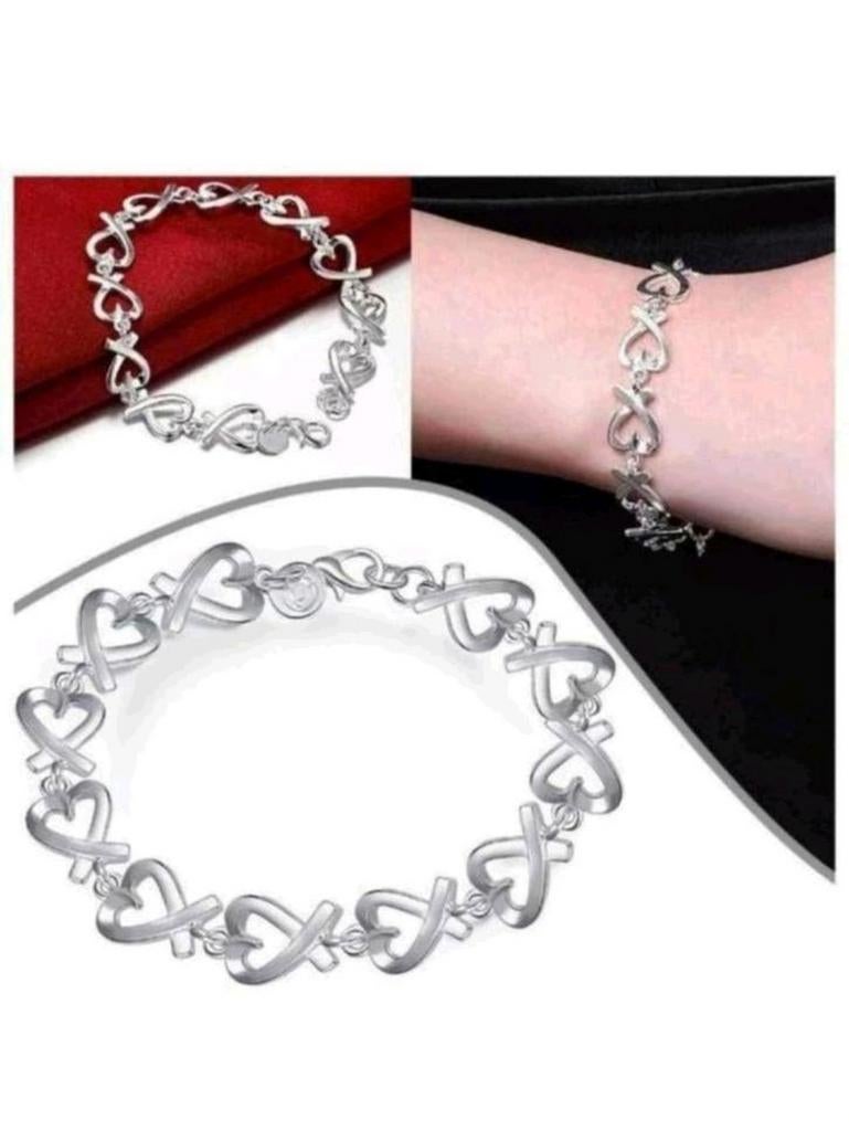 Zilveren armband harten, Verzenden, Nieuw, Zilver, Zilver