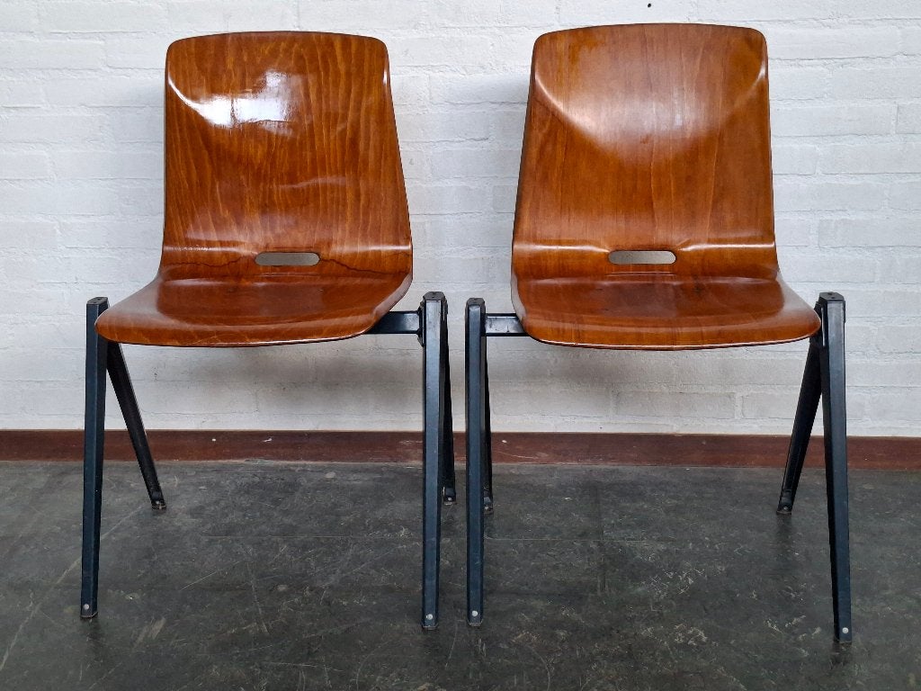 2x Plywood Stoelen Van Thur Op Seat, Gebruikt, Twee, Bruin, Vintage