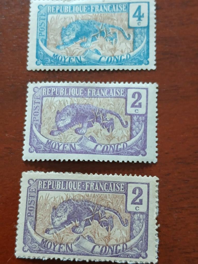 Franse zegels Moyen Congo 1900-1904, set van 3, Ophalen of Verzenden, Gestempeld