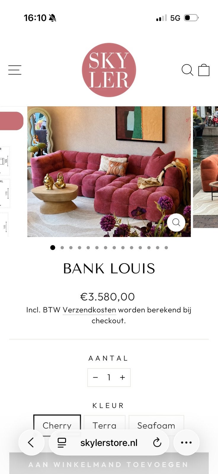Foto 7 van Skyler Store Louis lounge bank – Cherry – factuur aanwezig