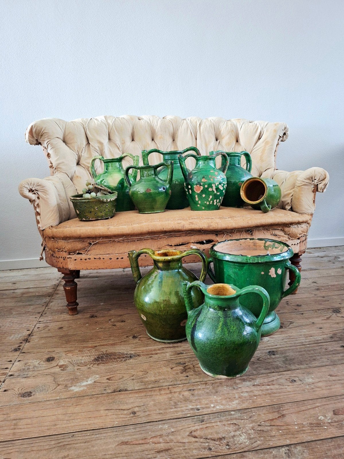 Antieke Castelnaudary pot vaas Frans aardewerk tuinvaas., Ophalen