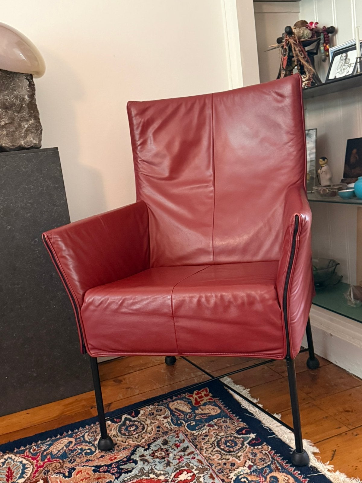 Stoel van Montis - Charly - donkerrood, Huis en Inrichting, Ophalen, Gebruikt, Minder dan 75 cm, Leer
