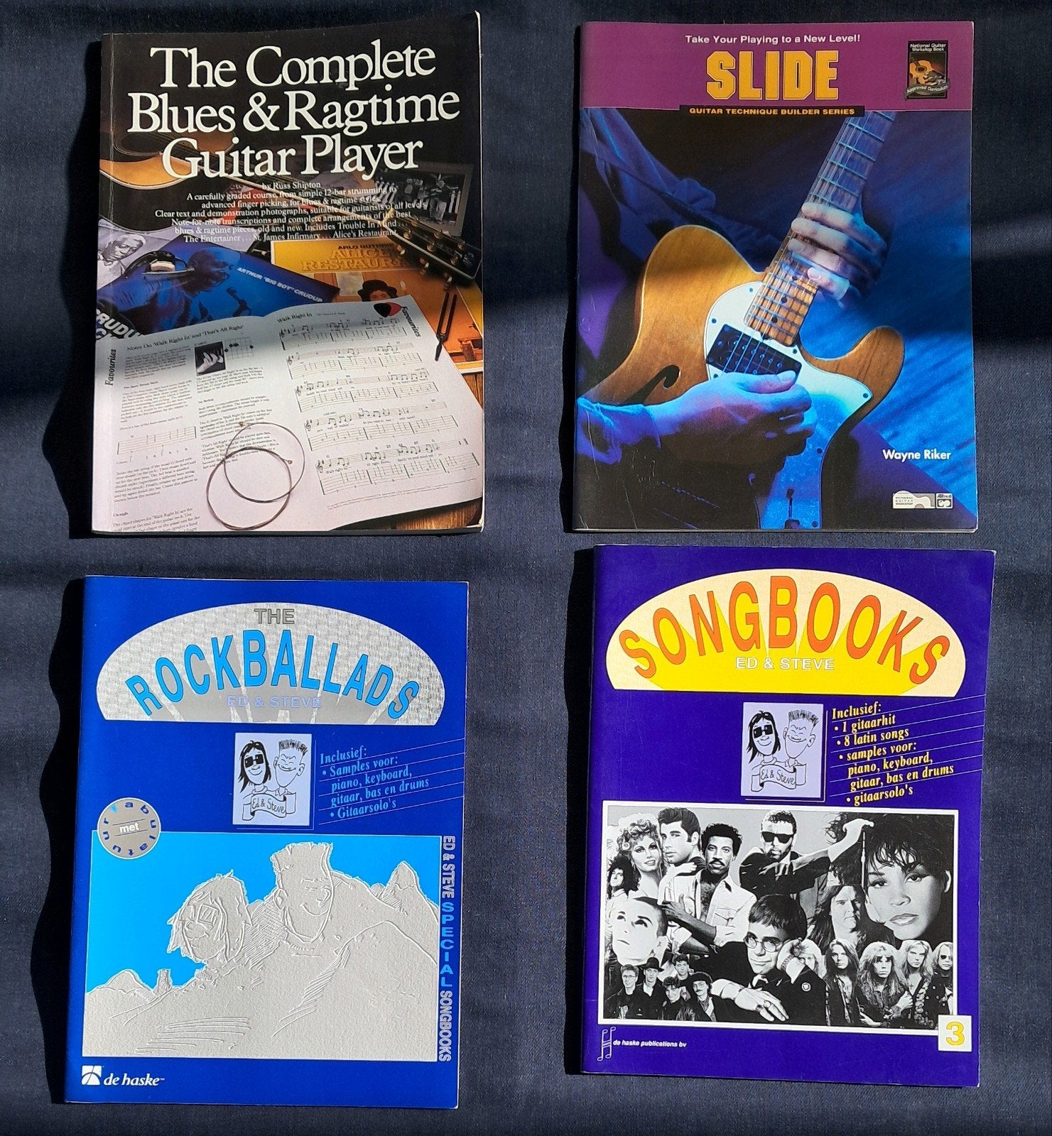 Bladmuziek Gitaar Set 4 boeken (Blues, Rockballads, Slide ), Les of Cursus, Ophalen of Verzenden, Blues, Gitaar