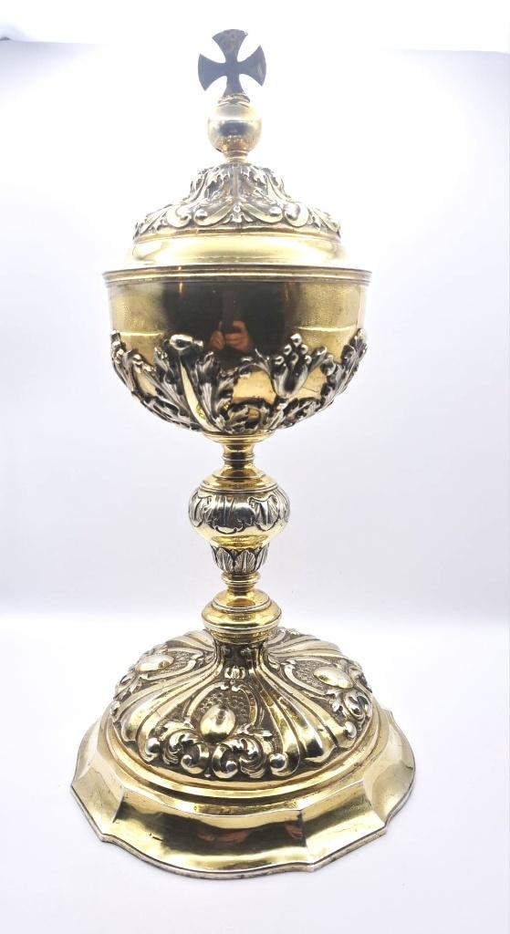 Antieke verguld over zilver ciborie vroeg 19e eeuw, Antiek en Kunst, Ophalen of Verzenden