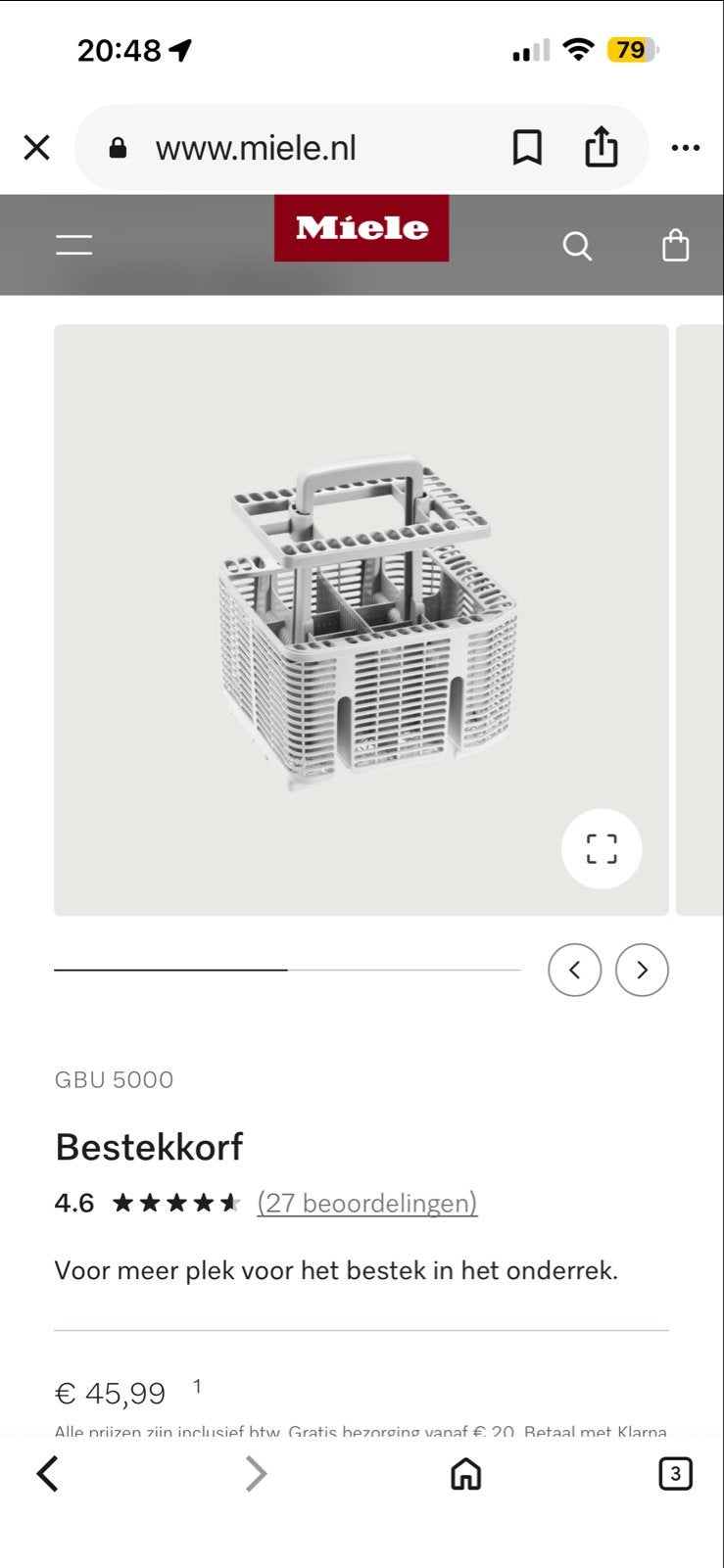 Miele Bestekkorf GBU 5000 - Ongebruikt - bied vanaf 1 euro, Ophalen of Verzenden, Nieuw