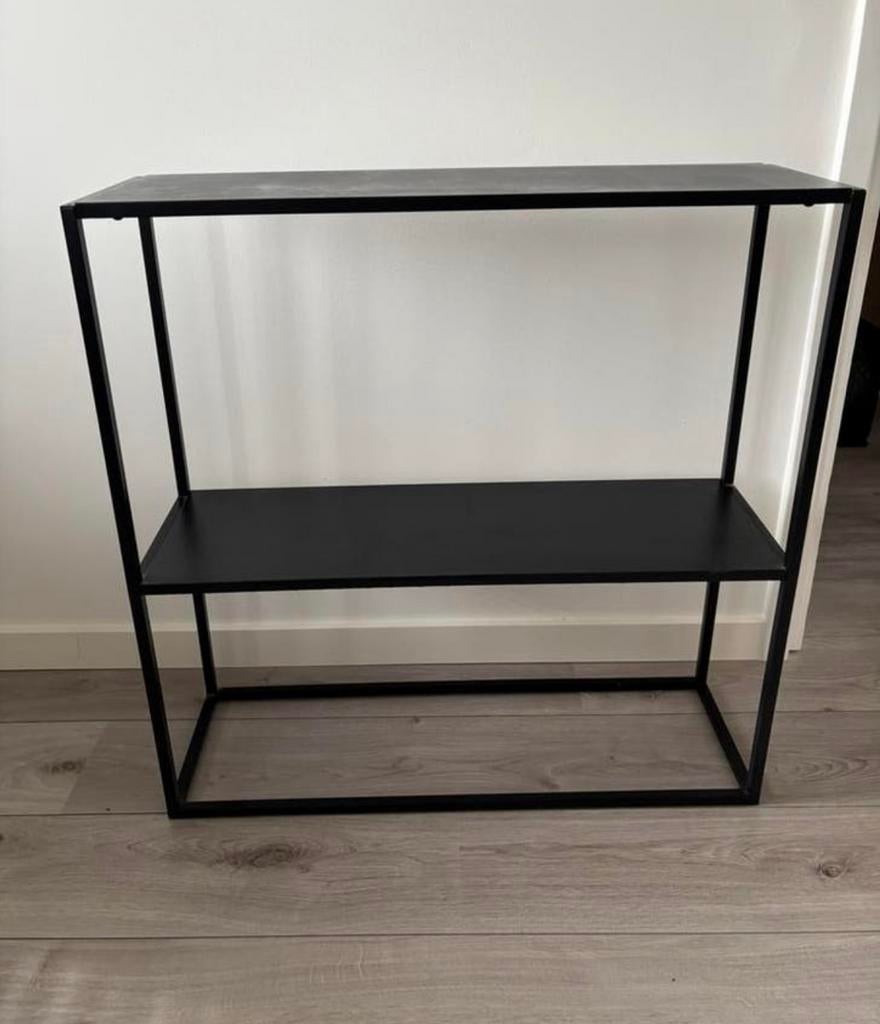 Zwart ijzer rek, Huis en Inrichting, Tafels | Sidetables, Ophalen, 50 tot 100 cm, Zo goed als nieuw, 25 tot 50 cm