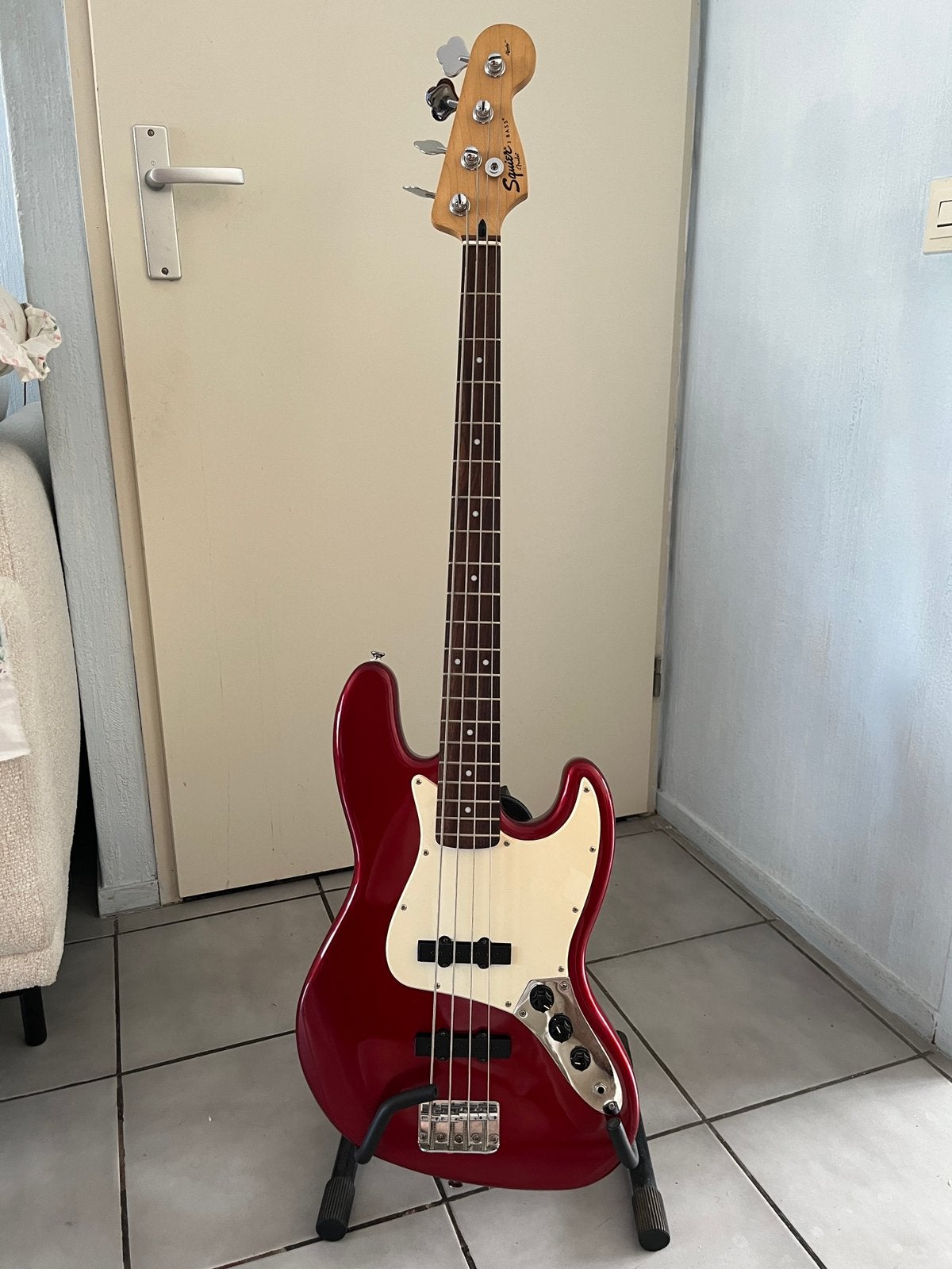 Squier Jazz Bass met DiMarzio Pickups, Ophalen of Verzenden, Gebruikt, Elektrisch