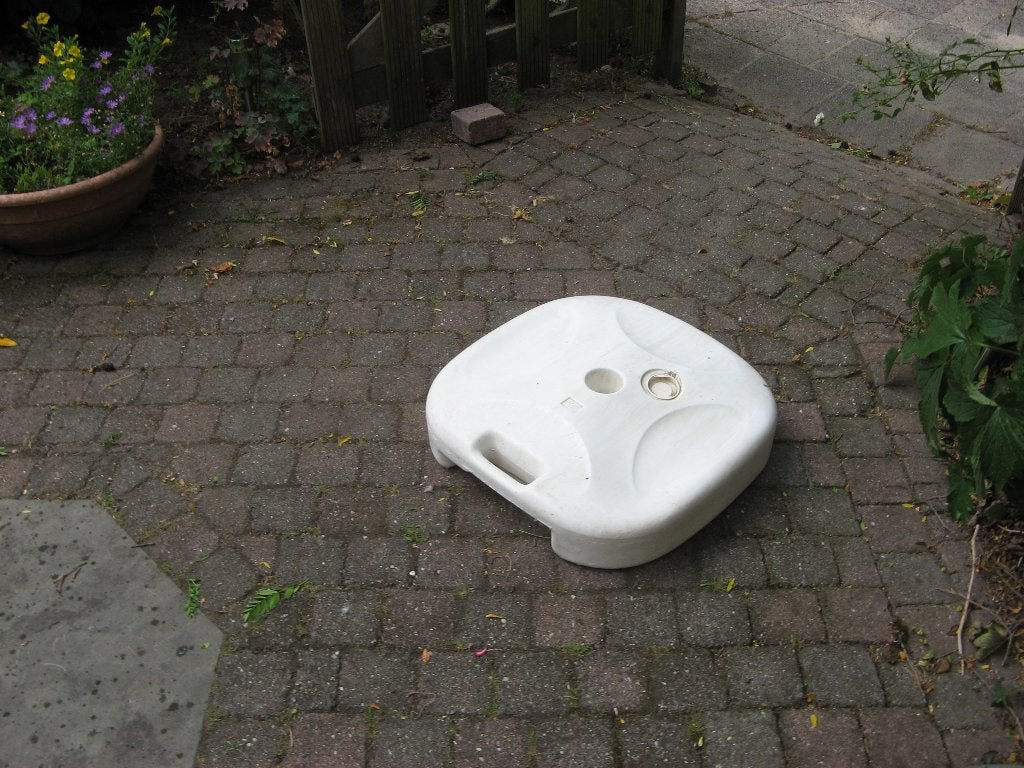 parasolvoet wit Hartman, Tuin en Terras, Parasols, Ophalen, Gebruikt, Minder dan 1 meter, Parasolvoet