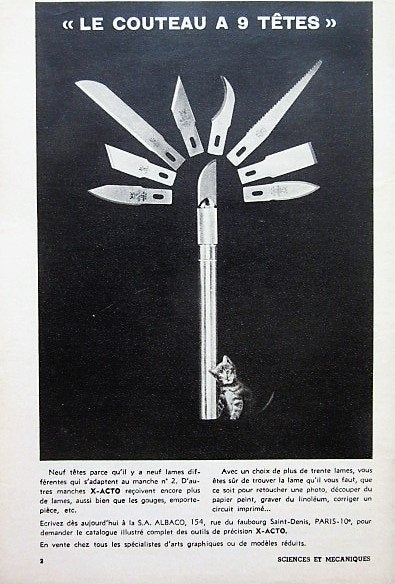 2 vintage advertenties reclames X-Acto hobbymes 1968, Ophalen of Verzenden, Gebruikt, Overige typen