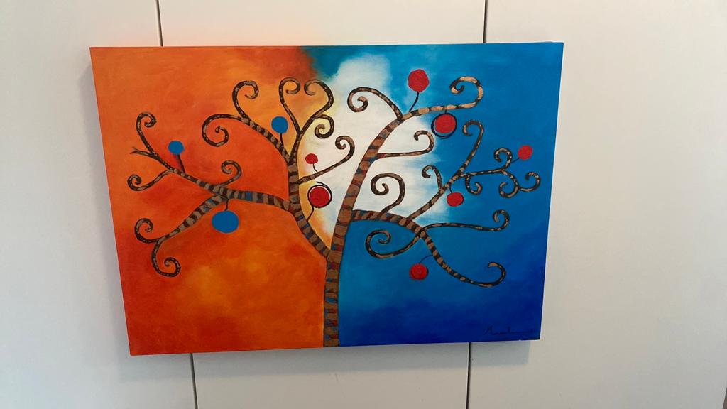 Kleurrijk schilderij, Antiek en Kunst, Ophalen