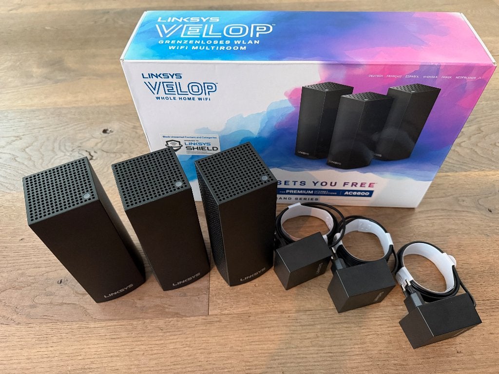 Linksys Velop AC6600 Tri-Band Mesh WiFi – 3-pack zwart, Computers en Software, Ophalen of Verzenden, Zo goed als nieuw, Router