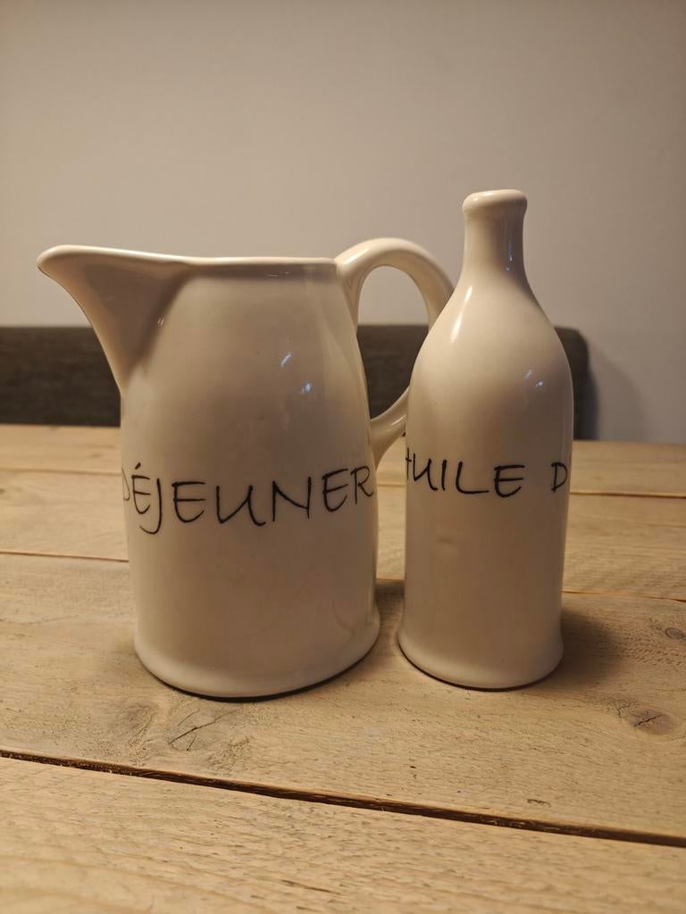Riviera Maison Oliekan en Melkkan Set, Huis en Inrichting, Overige typen, Zo goed als nieuw, Steen/keramiek, Riviera Maison