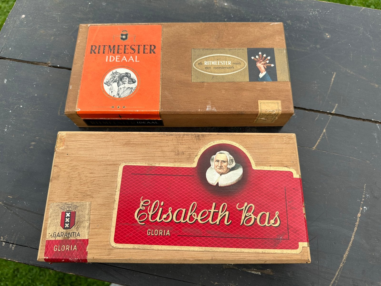 2 Vintage Sigarenkistjes: Ritmeester Ideaal & Elisabeth Bas, Ophalen of Verzenden, Gebruikt