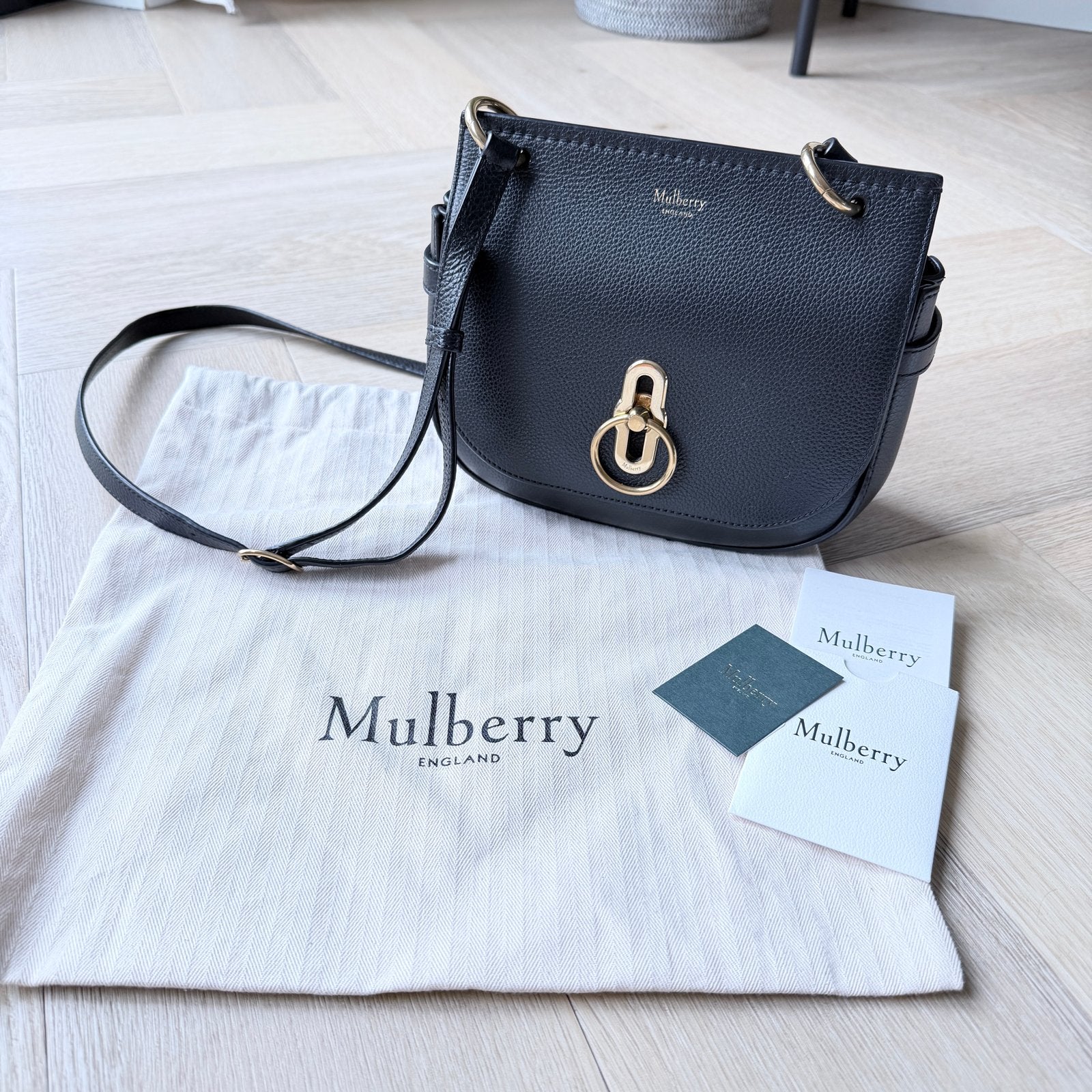 Mulberry Amberley Satchel Small, Ophalen of Verzenden, Zo goed als nieuw, Zwart, Schoudertasje