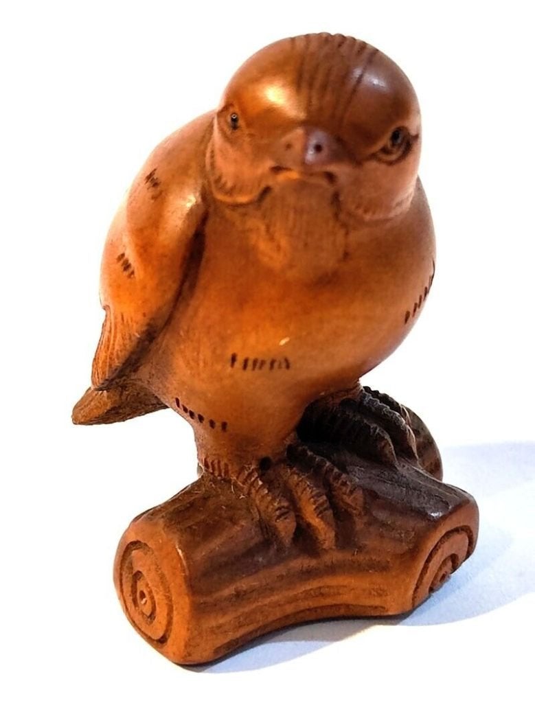 Houten Netsuke van een roofvogel Japan, Antiek en Kunst, Kunst | Niet-Westerse kunst, Hout, Bruin, Ophalen of Verzenden, Netsuke