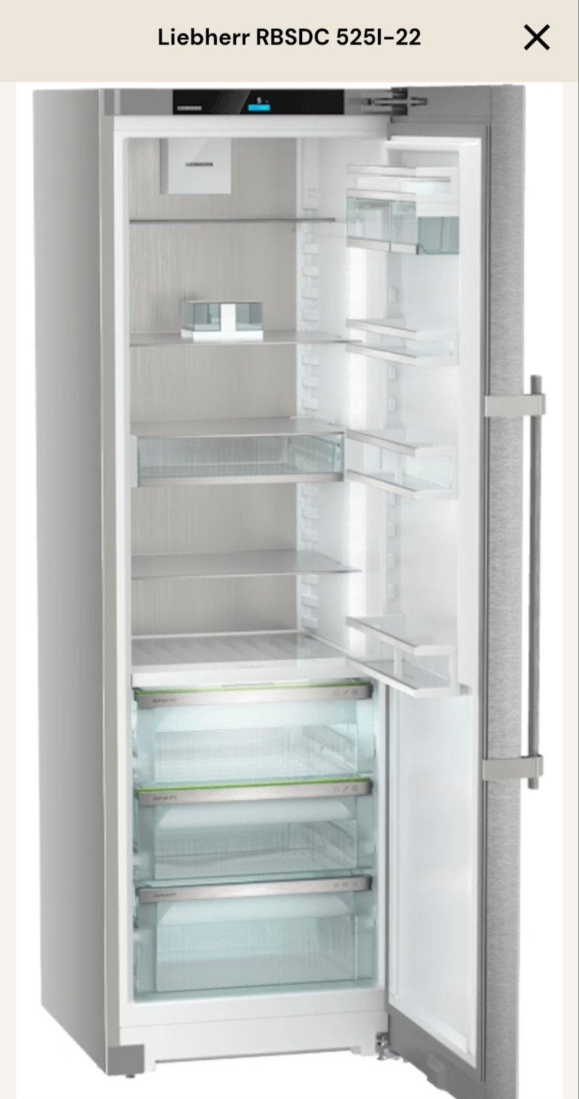 Liebherr koelkast 387 liter. RBSDC ( jaar oud), Ophalen, Zonder vriesvak, 200 liter of meer, 160 cm of meer