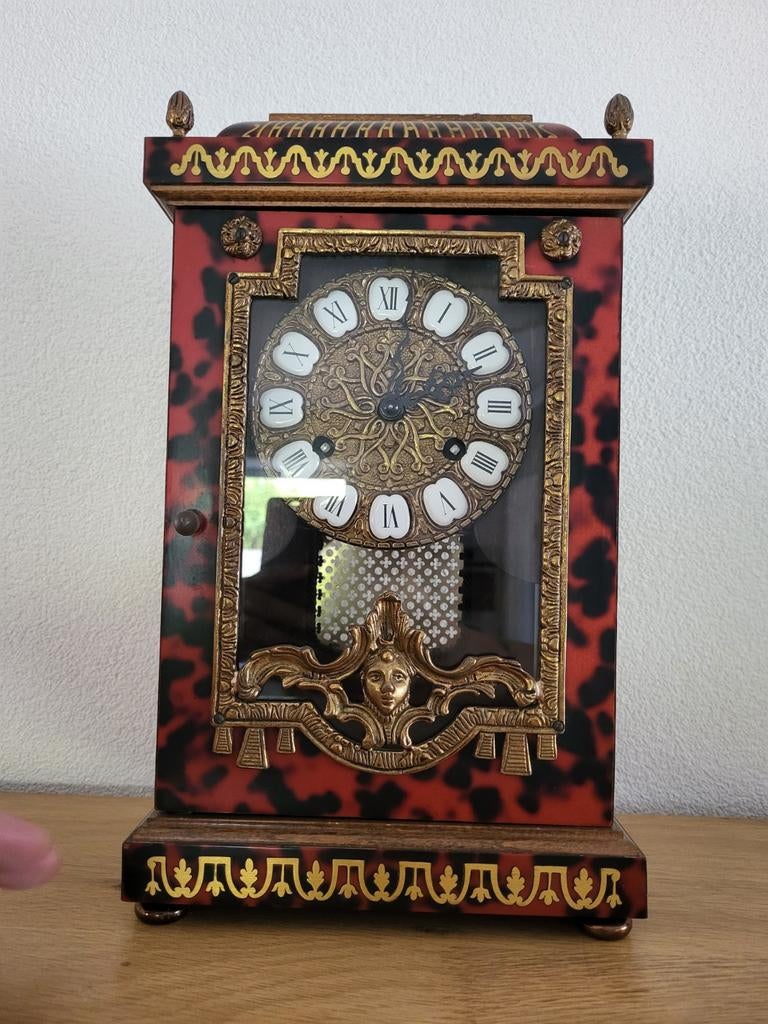 Boulle stijl schoorsteenklok met FHS Hermle BIM-BAM uurwerk, Antiek en Kunst, Antiek | Klokken, Ophalen