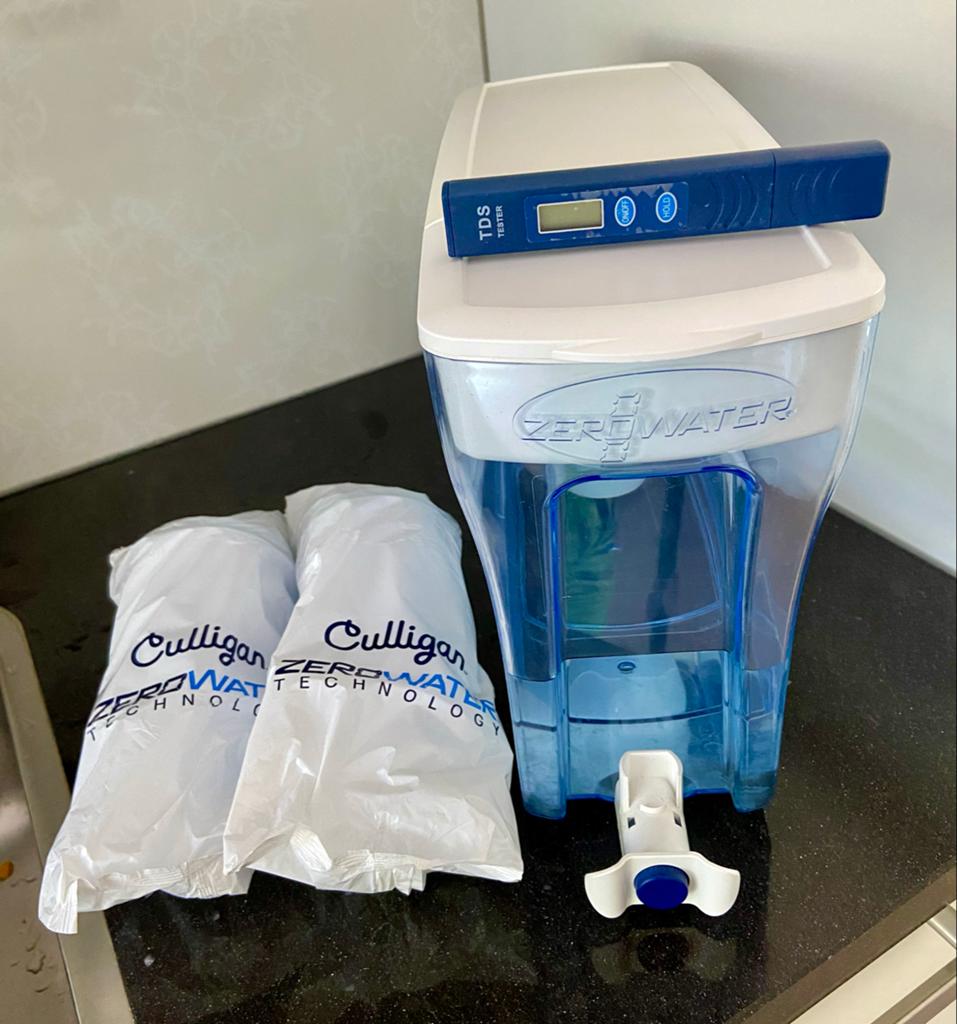 ZeroWater waterfilterkan met TDS-meter en 1 nieuwe filters, Ophalen, Zo goed als nieuw, Waterontharder met zout