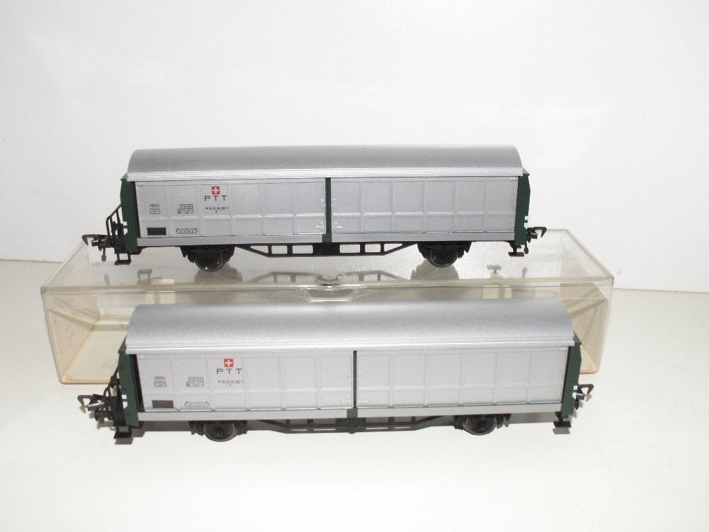 Fleischmann 2 stuks 5336 Zwitserse PTT schuifwandwagons ovp, Gelijkstroom, Fleischmann, Wagon, Ophalen of Verzenden