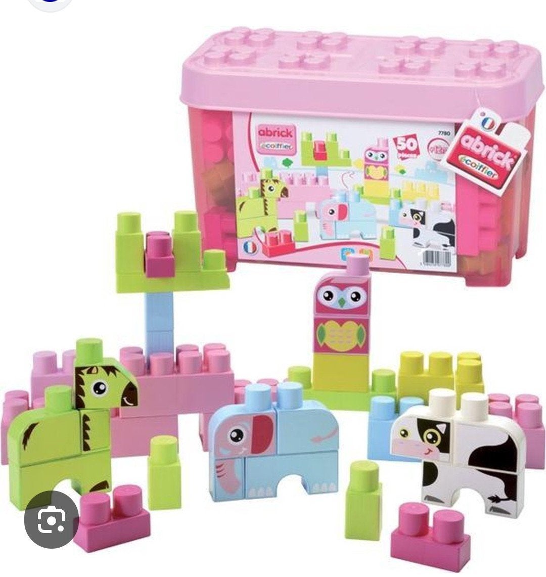 Écoiffier Maxi Abrick roze Box: Dieren&Bouwblokken - 50 deli, Ophalen of Verzenden, Gebruikt, Abrick