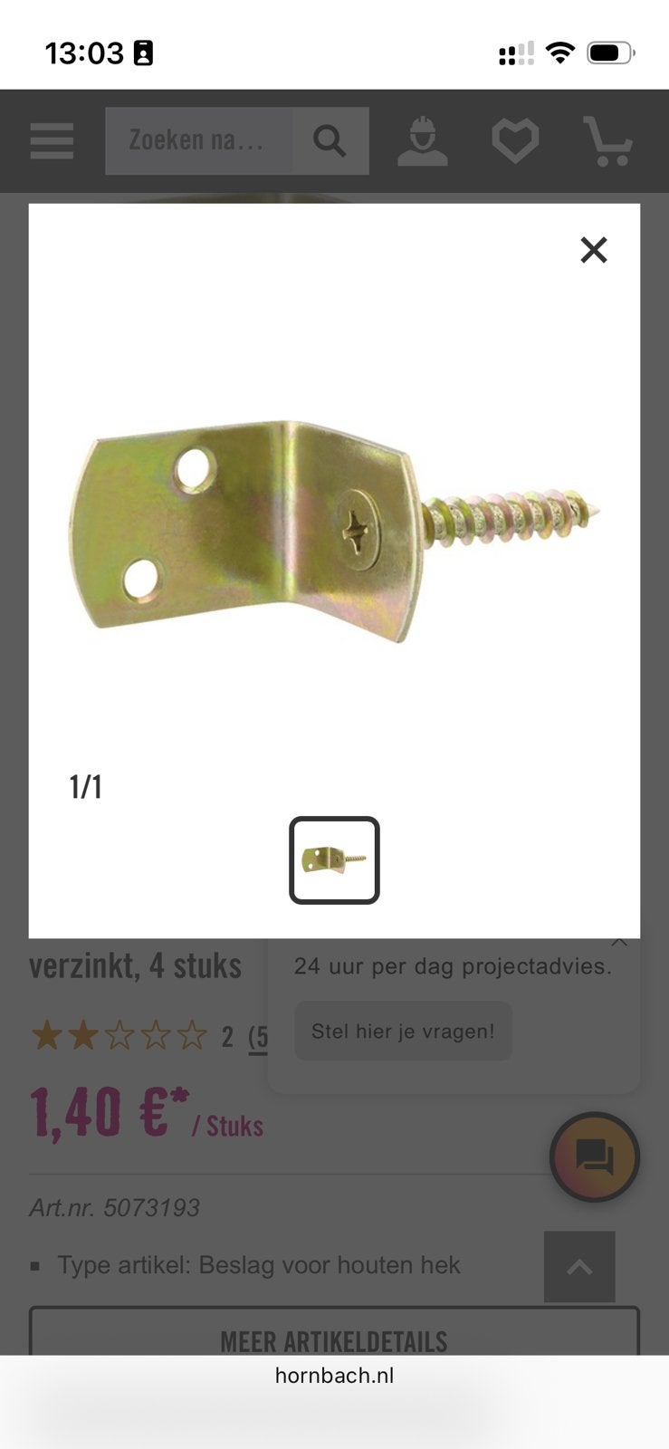 L-steun verzinkt, 4 stuks met schroeven, Ophalen of Verzenden, Nieuw, Minder dan 50 mm, Overige typen