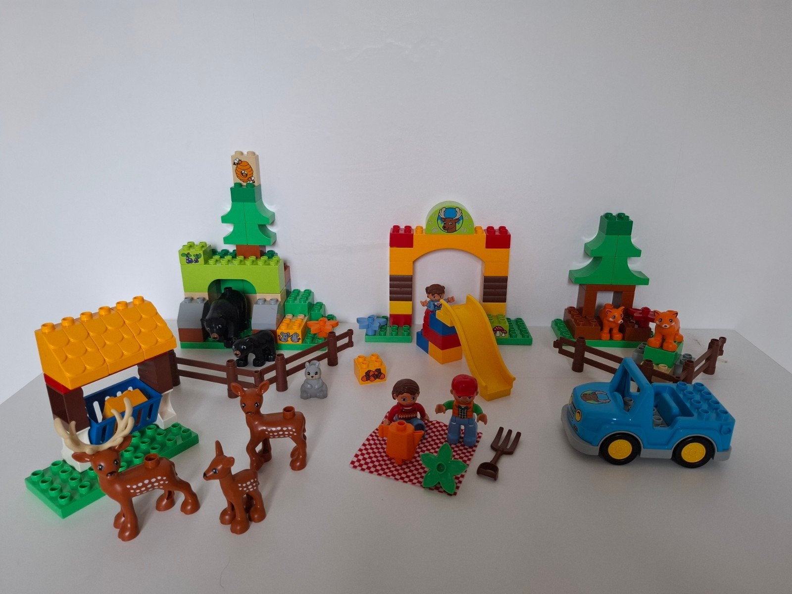 LEGO Duplo 10584: Bos/Dierenpark met veel dieren en auto, Ophalen of Verzenden, Gebruikt, Overige merken