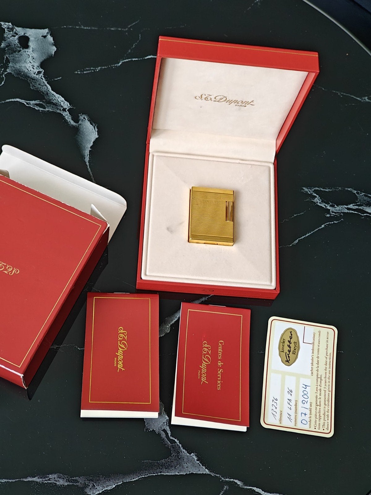 S.T. Dupont Ligne 1 BR Small - Gold Plated - Box & Papers, Verzenden, Gebruikt, Aansteker