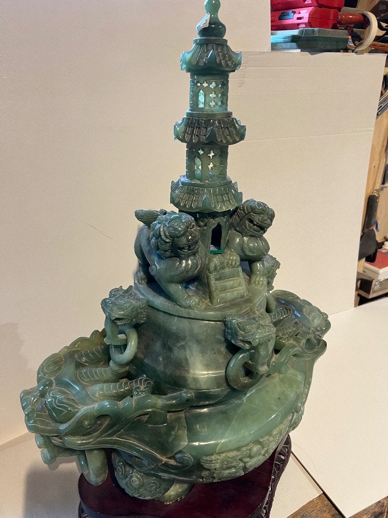Jade wierrookbrander, Steen/keramiek, 65 cm, Ophalen of Verzenden, Groen