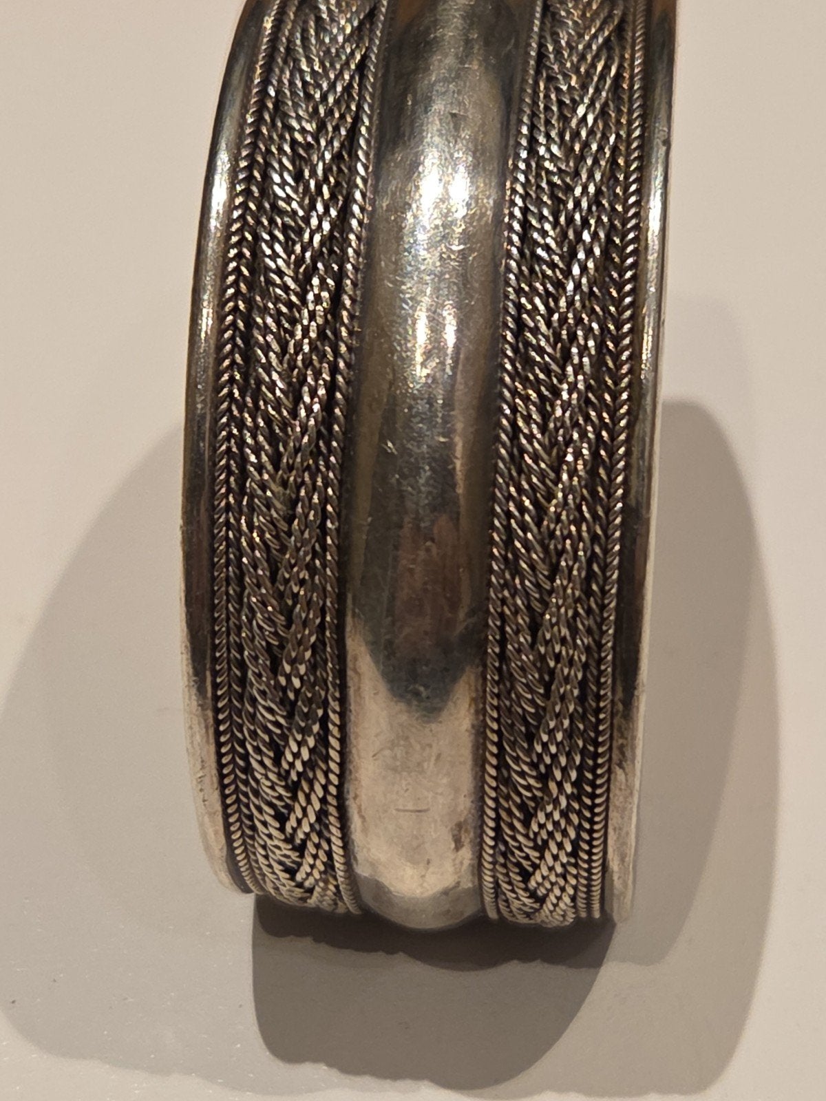 zware vintage zilveren manchetarmband, Gebruikt, Ophalen of Verzenden, X, Zilver