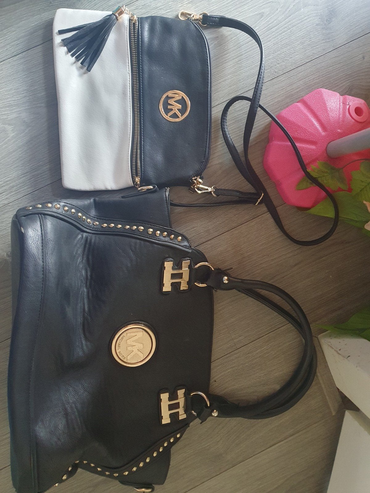 Michael Kors Handtassen Set - Zwart/Wit, Sieraden, Tassen en Uiterlijk, Ophalen of Verzenden, Gebruikt, Zwart, Handtas