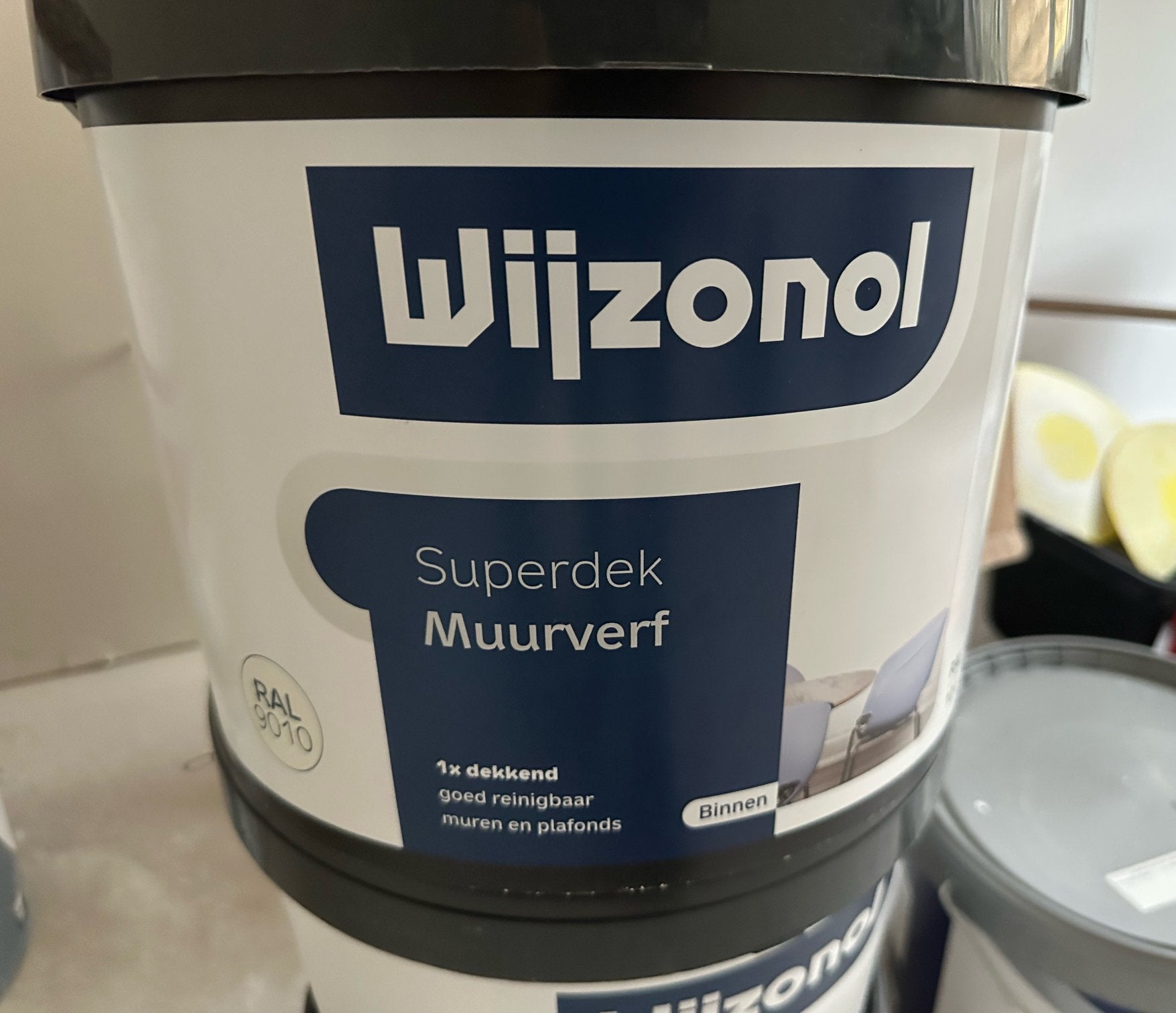 Wijzonol muurverf RAL9010 wit, Ophalen, Zo goed als nieuw, Wit