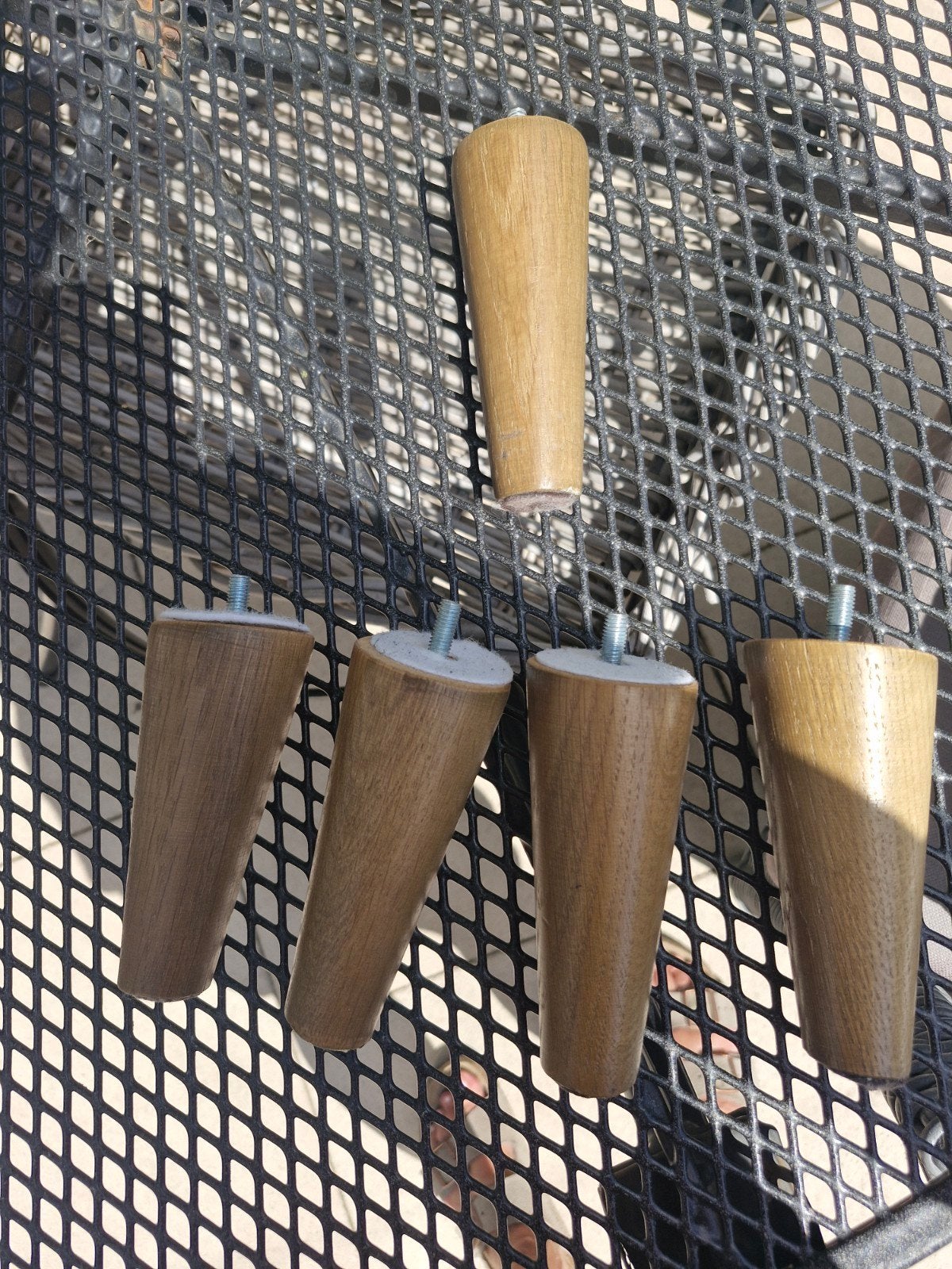 Schuine houten pootjes voor kast of bank (5 stuks), Ophalen of Verzenden, Gebruikt