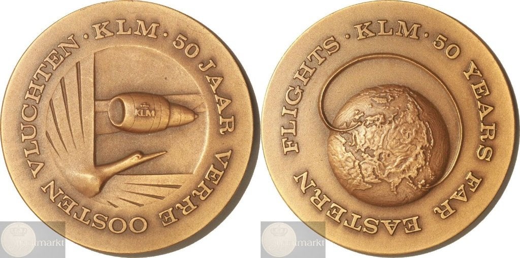 Nederland - Historiepenning z.j. (1974) '50 Jaar Vluchten', Ophalen of Verzenden, Brons, Nederland