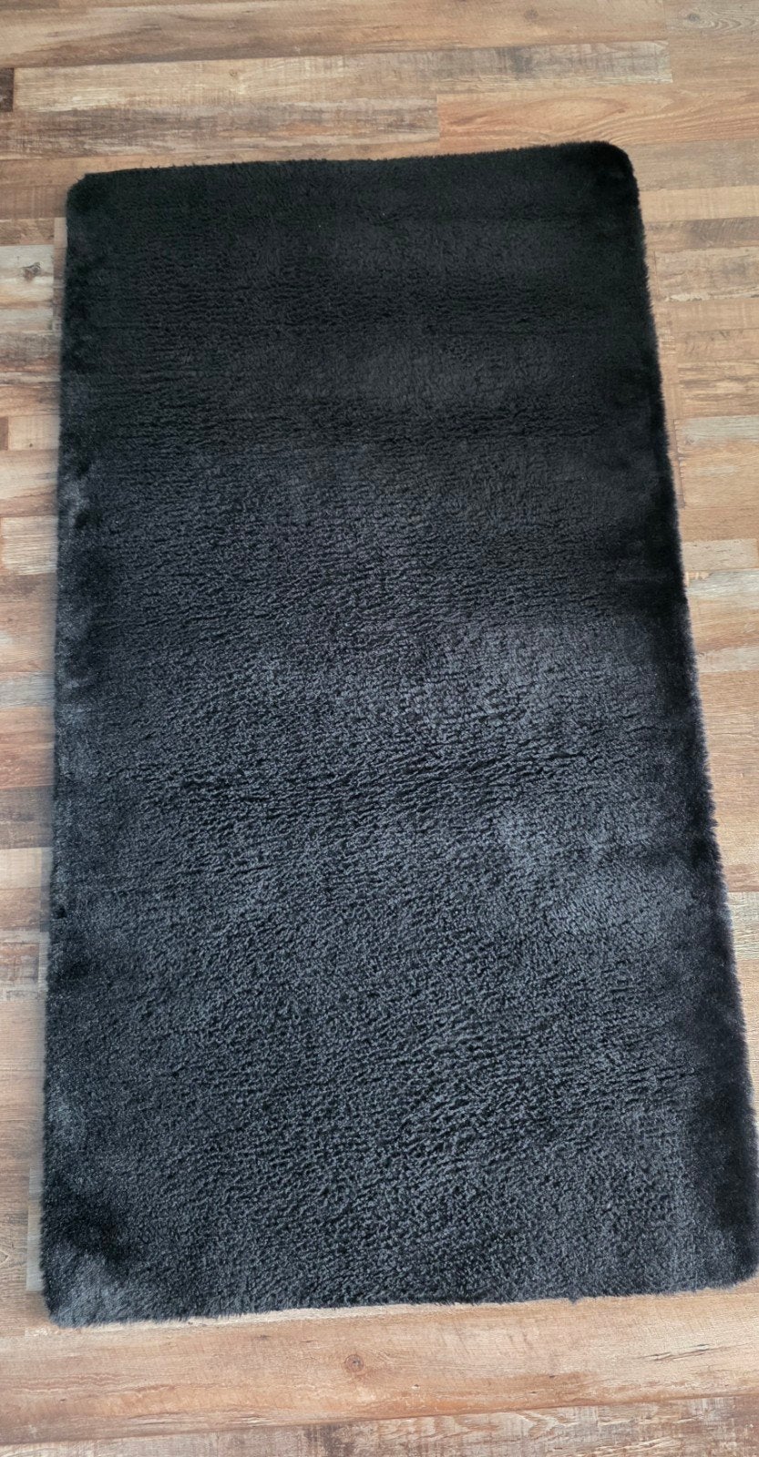 Zwart konijnenbont tapijt - 80x150cm, Ophalen, 100 tot 150 cm, Zwart, 50 tot 100 cm