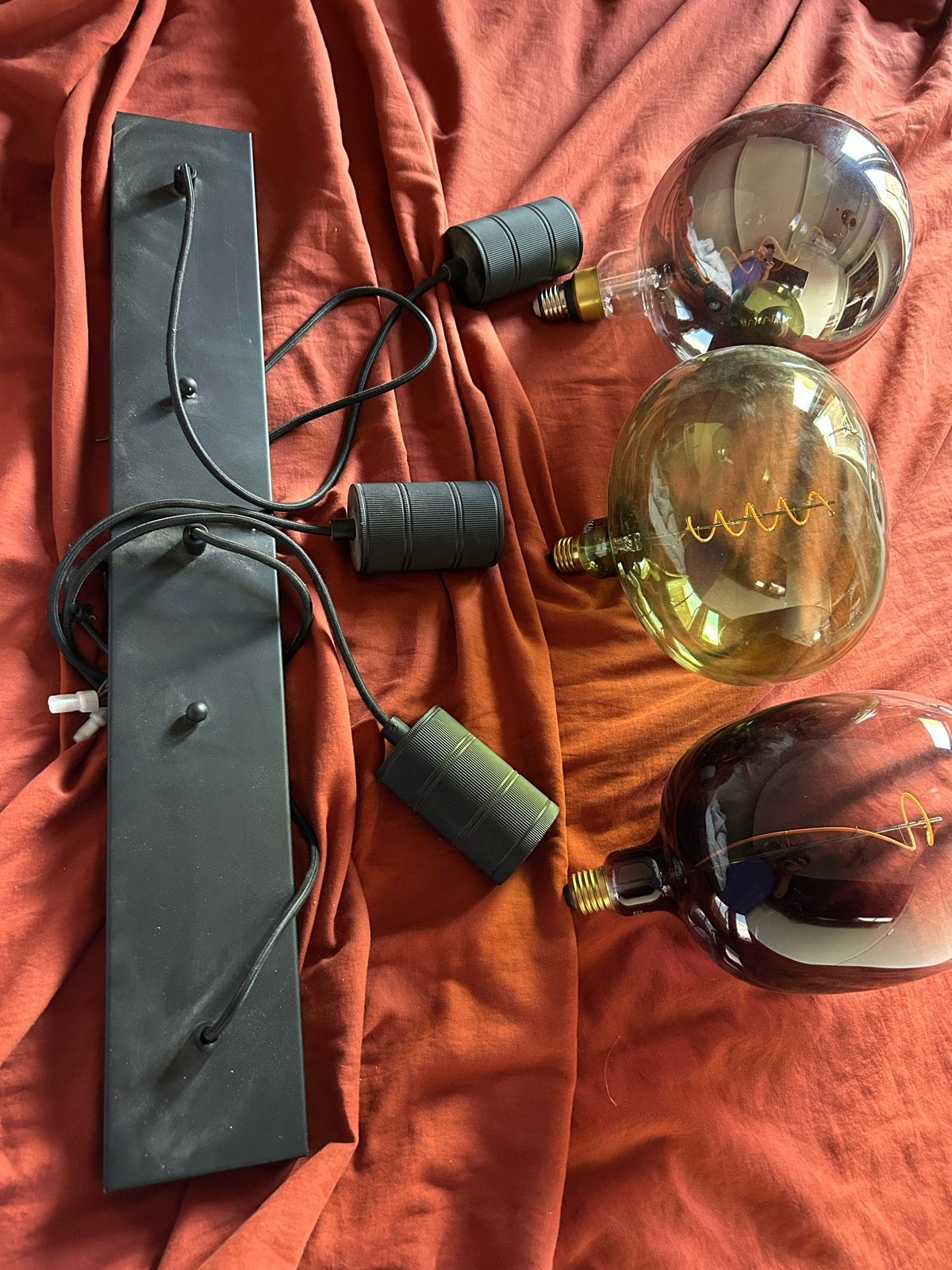 Filament lampen met armatuur, Huis en Inrichting, Ophalen, Gebruikt, Glas, E27 (groot)