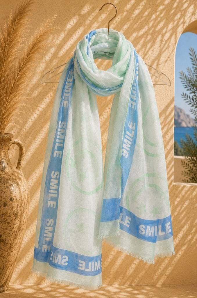 Sjaal Smiley Mintgroen, Kleding | Dames, Mutsen, Sjaals en Handschoenen, Ophalen of Verzenden, Nieuw, Maat 46/48 (XL) of groter