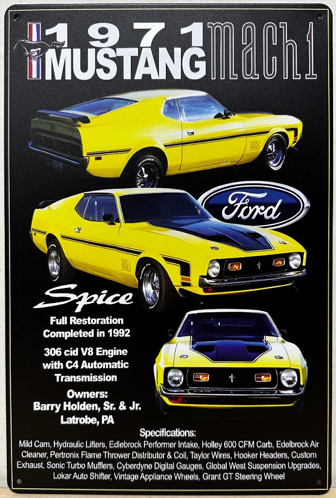 Ford Mustang Mach 1 auto reclamebord van metaal wandbord