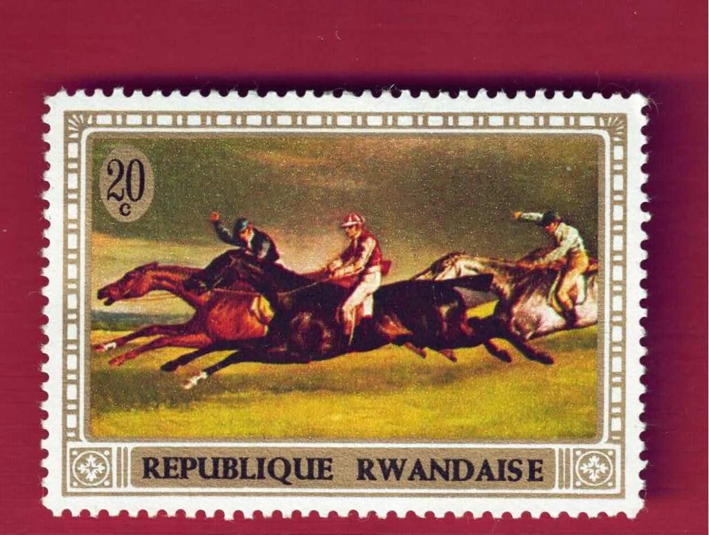 Fauna - Dieren - Paarden - Rwanda - 20c - Paardenrace(II) pf, Postzegels en Munten, Postzegels | Thematische zegels, Ophalen of Verzenden