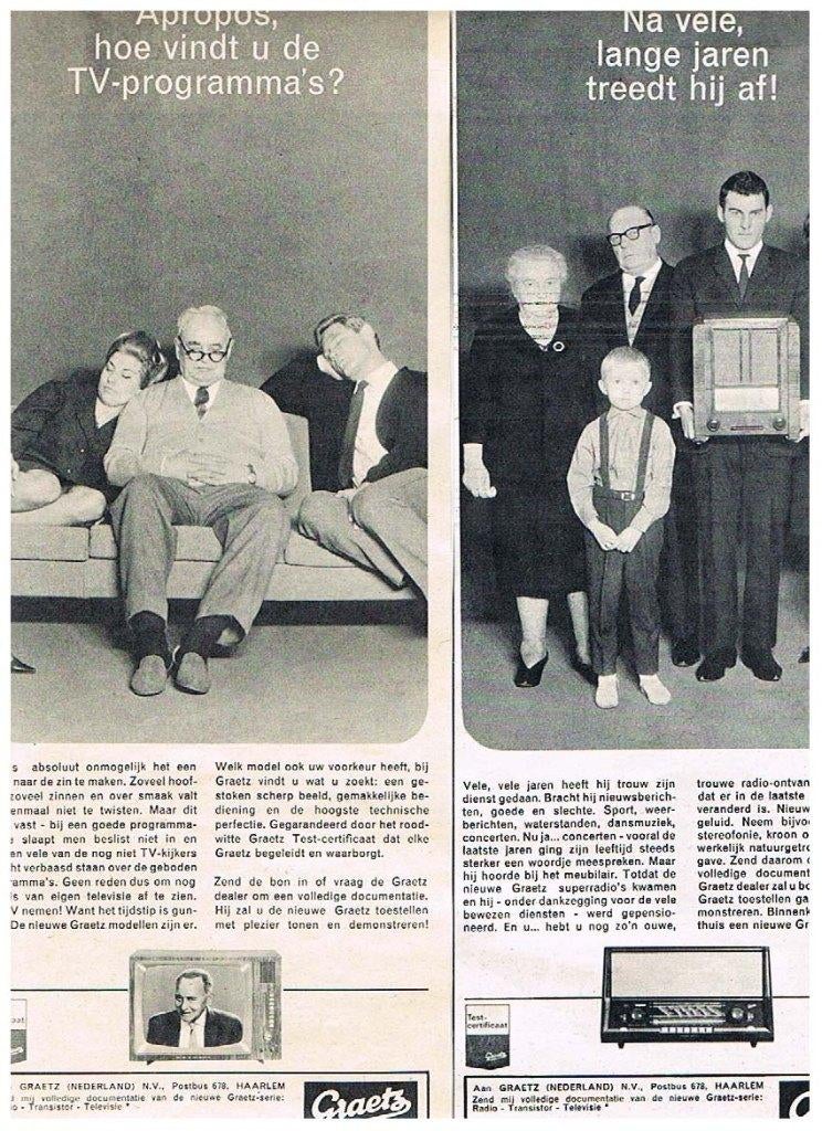 Graetz advertenties - uit Tijdschrift 1964 - 4x, Ophalen of Verzenden, 1960 tot 1980, Knipsel(s)