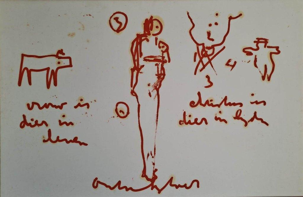 Anton Heyboer (1924) Acryl Doek "Vrouw is dier in leven" Ges, Ophalen of Verzenden