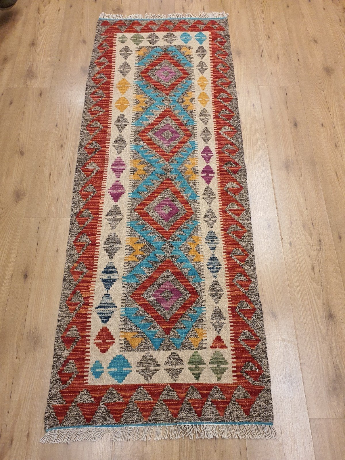 Prachtige handgeweven oosterse kelim loper 189x70, Info@SlatsAntiek.nl, Kelim, 150 tot 200 cm, Rechthoekig