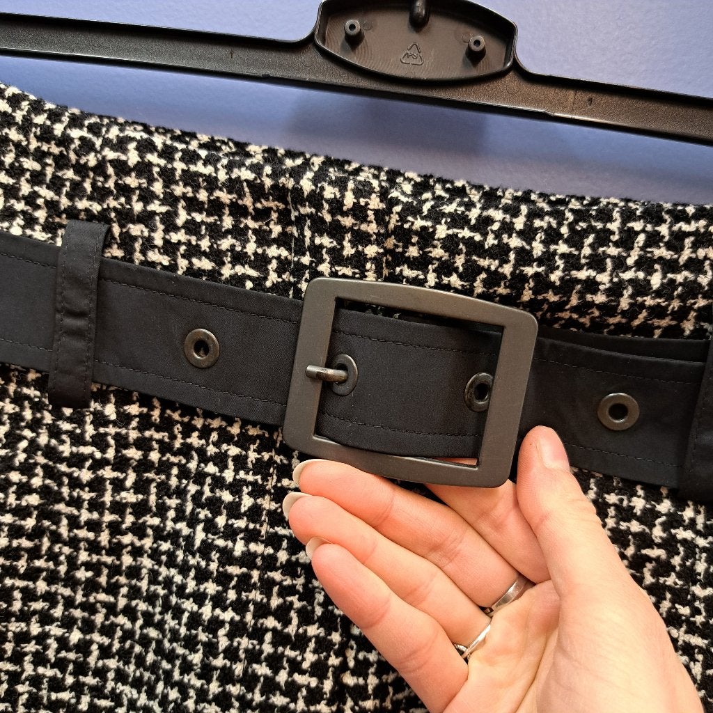 Orwell rok zwart wit tweedstof printje iets wollig M 43674, Maat 38/40 (M), ., Zwart, Orwell