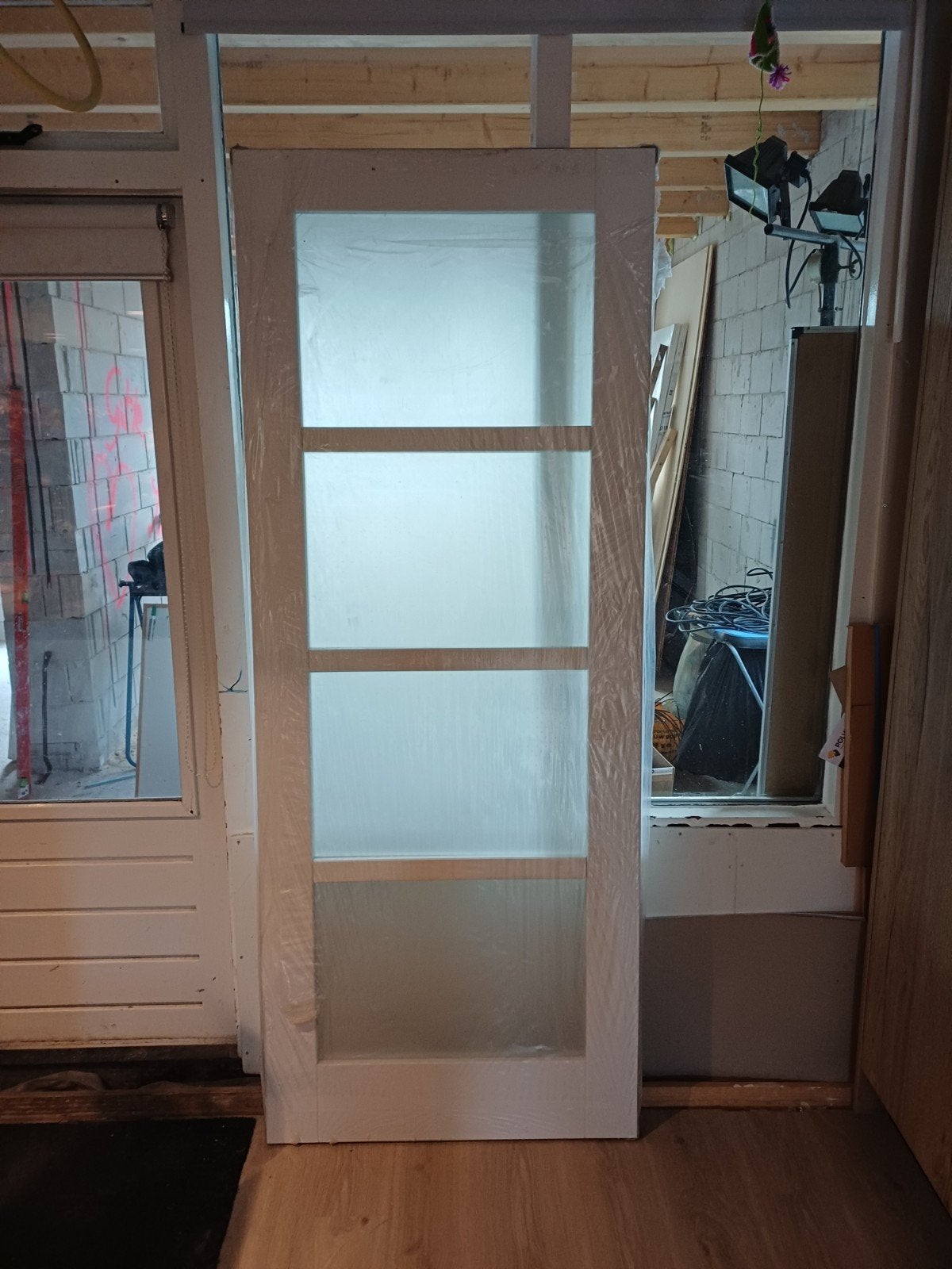 Nieuwe stompe deur met mat glas(nog in plastic)c, Ophalen, 80 tot 100 cm, Binnendeur, Nieuw
