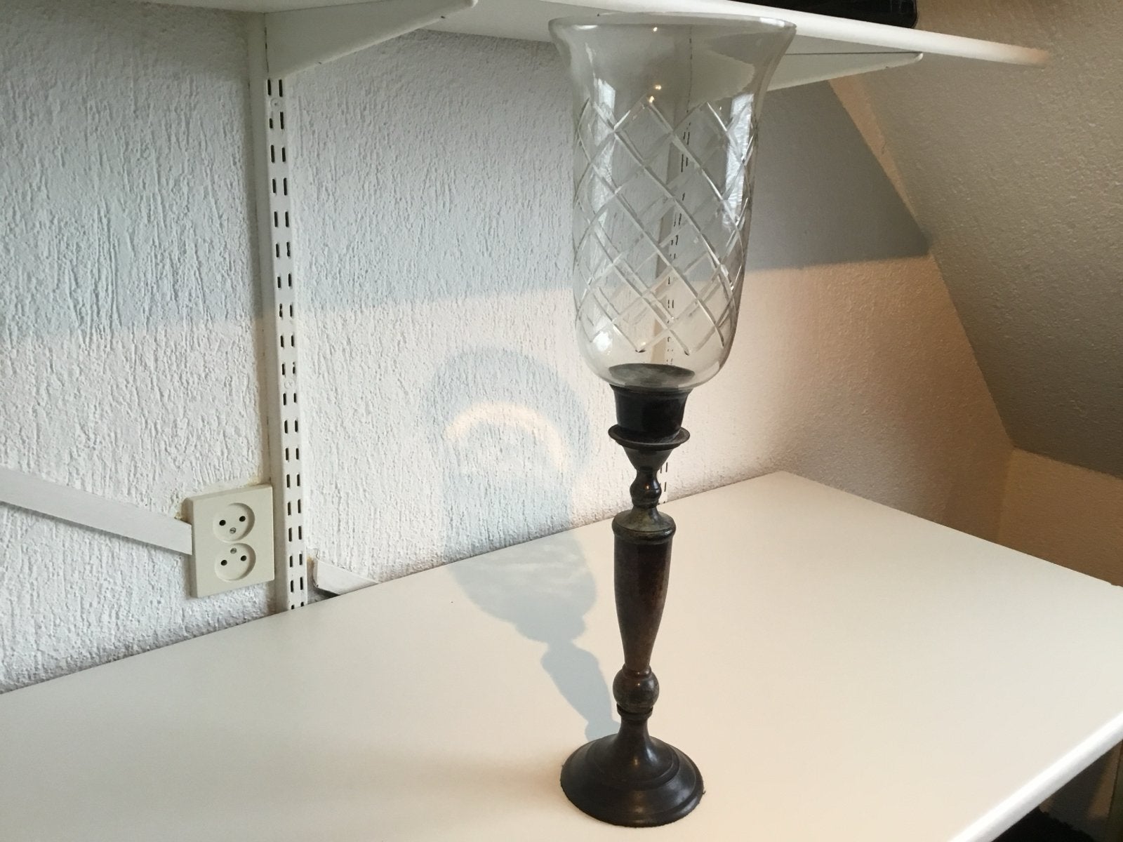 glazen windlicht, Huis en Inrichting, Woonaccessoires | Kandelaars en Kaarsen, Ophalen, Glas, Windlicht