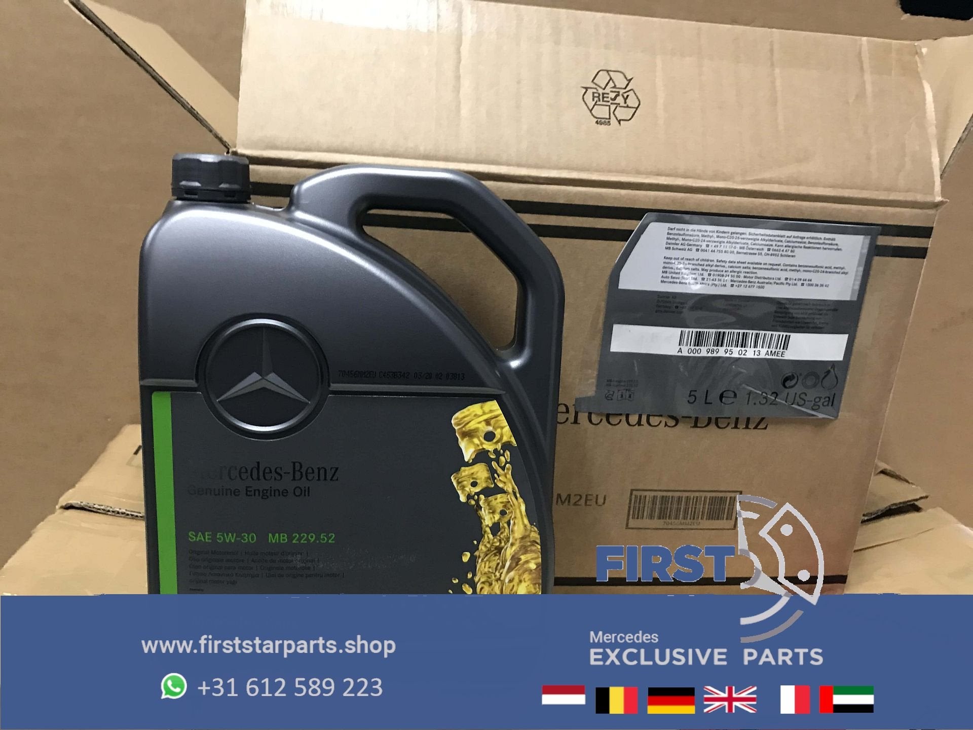 A000989950213 5L MOTOROLIE ORIGINEEL MERCEDES MOTOR OLIE, Ophalen of Verzenden, -, -, -