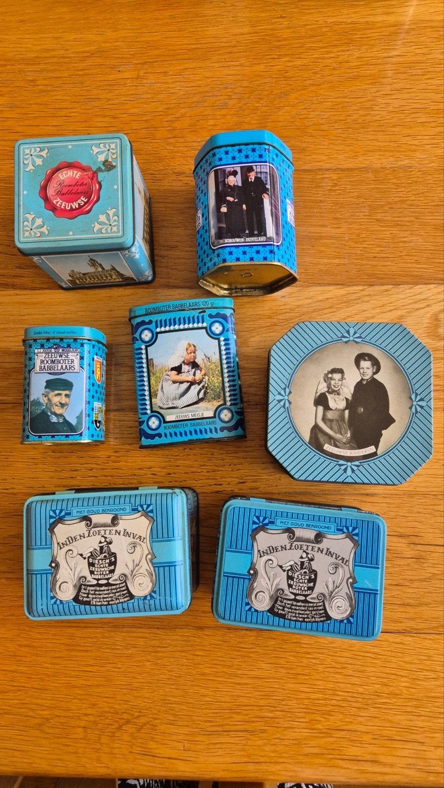 Diverse blikken met Zeeuwse lekkernijen - Vintage collectie, Ophalen, Gebruikt, Overige, Droste